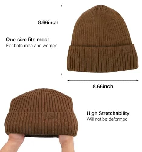 ZTL Merino Wool Beanie Hat for Men Women | Thick Warm Fleece Lined Knit Winter Hat thumbnail 6