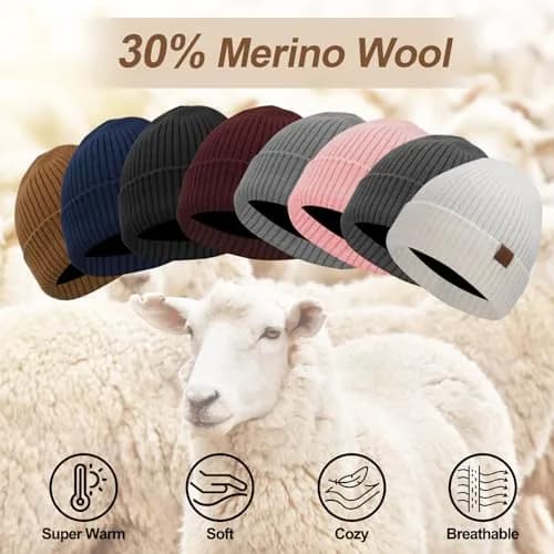 ZTL Merino Wool Beanie Hat for Men Women | Thick Warm Fleece Lined Knit Winter Hat thumbnail 2