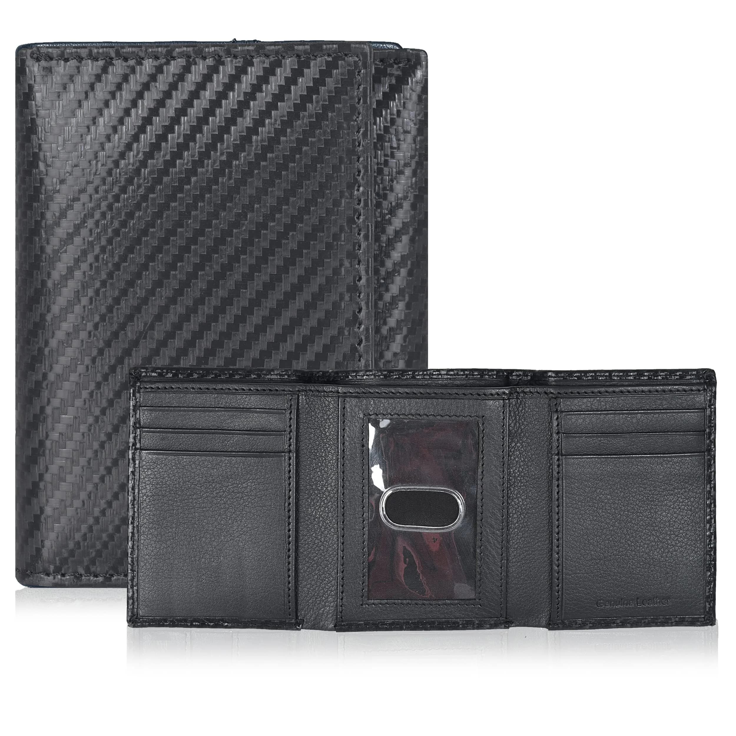 Oak Leathers Trifold Wallet RFID Blocking Slim - Carbon Black, No Box - main product image