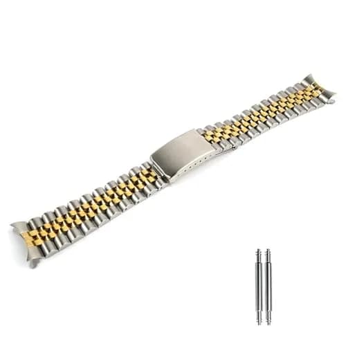 TOMIYOY 20mm Jubilee Stainless Steel Watch Band Strap Bracelet, 2 Tone Gold | Solid 316L Metal Band for RLX SKX Watches thumbnail 1