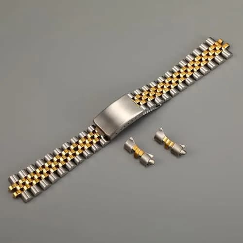 TOMIYOY 20mm Jubilee Stainless Steel Watch Band Strap Bracelet, 2 Tone Gold | Solid 316L Metal Band for RLX SKX Watches thumbnail 3