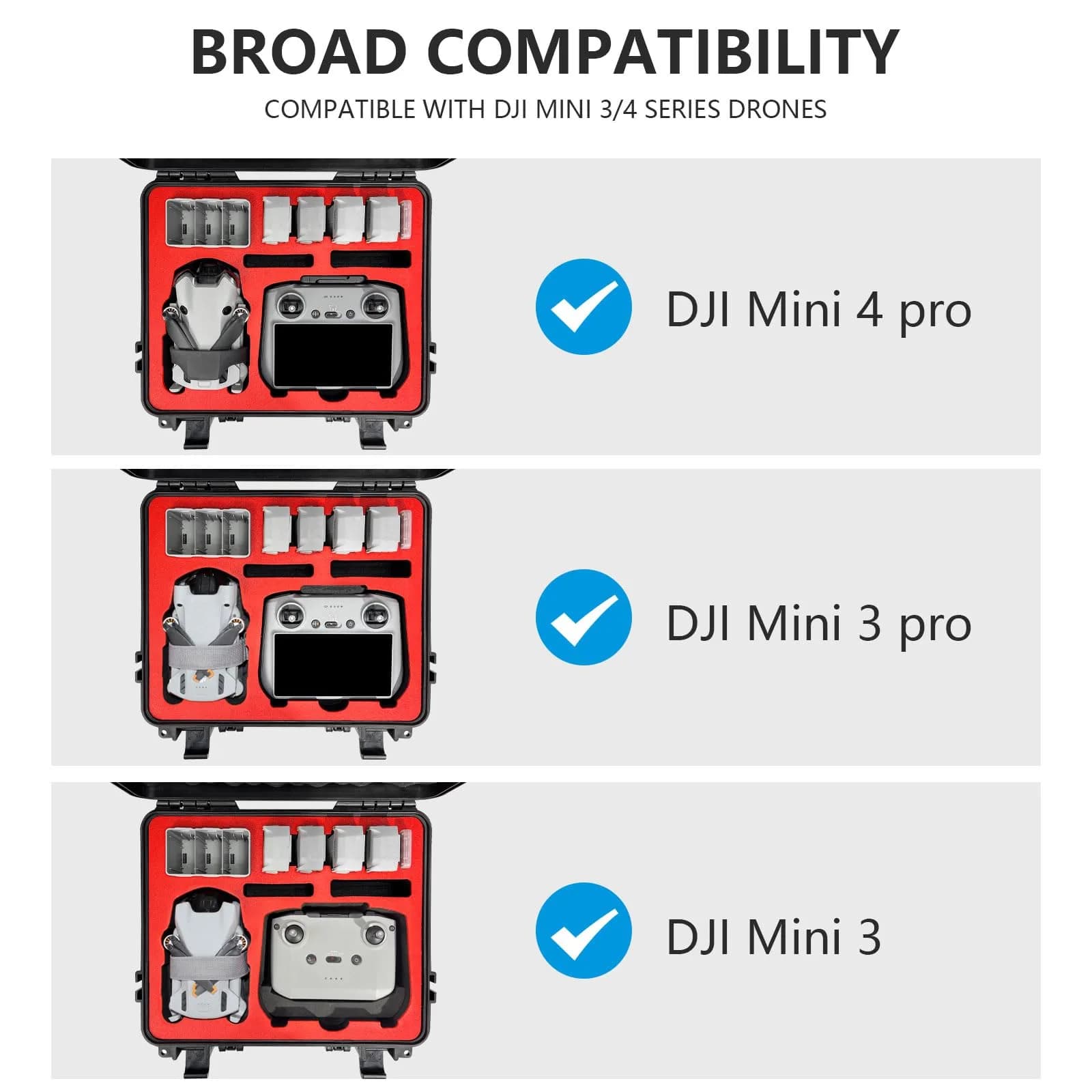 FPVtosky Hard Case for DJI Mini 4 Pro/Mini 3 Pro & RC 2 Controller, Waterproof Travel Case 34cm (13.19in) | Protects Drone & Accessories - view 4