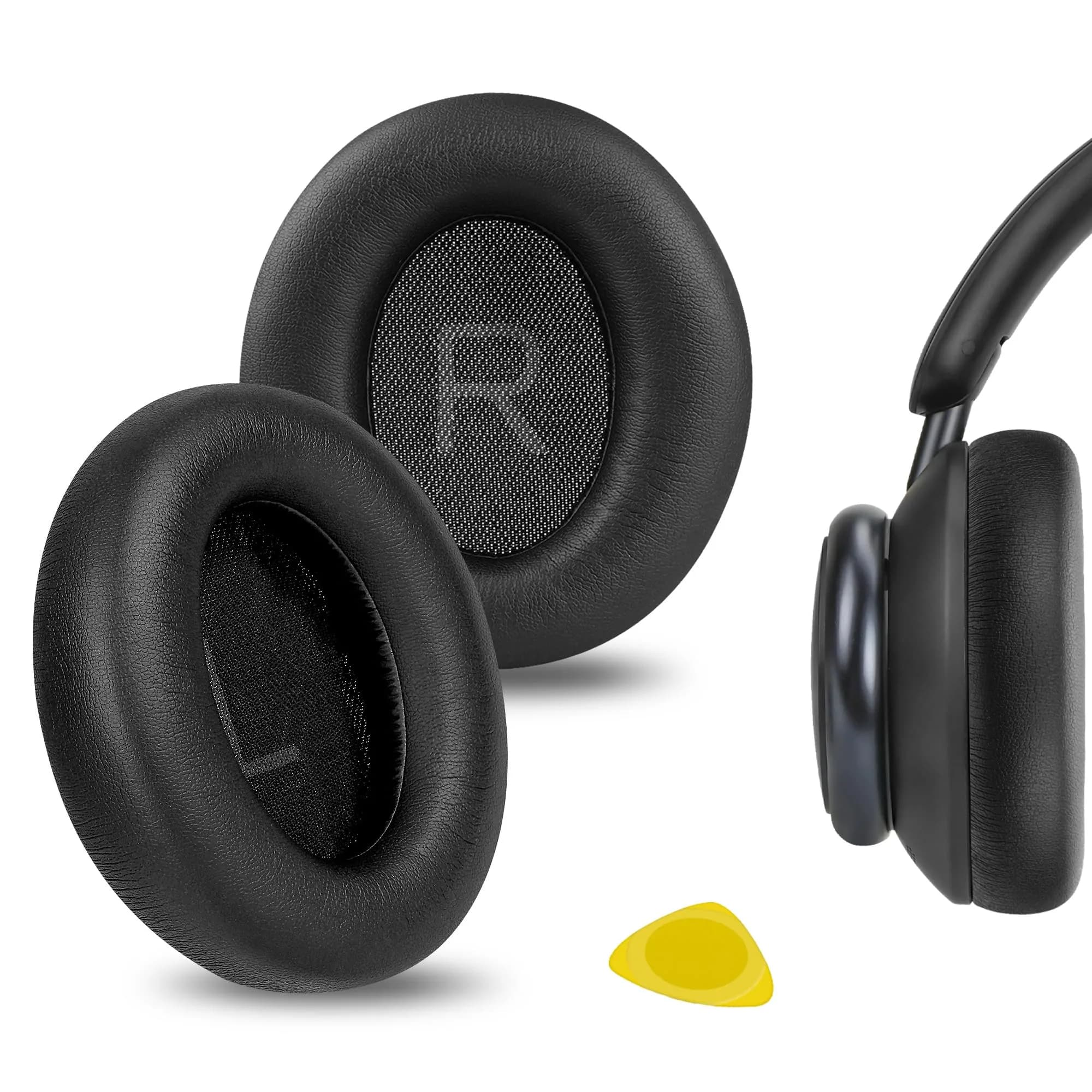 GEEKRIA Black Replacement Ear Pads for Anker Soundcore Space Q45 Life Q45 A3040 | 10.5 x 9.4 cm (4.1 x 3.7 in) - main product image