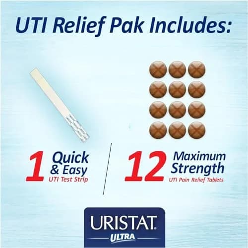 URISTAT Ultra UTI Relief Pack | Test Strip & 12 Tablets | Cranberry Flavor (Pack of 3) thumbnail 2