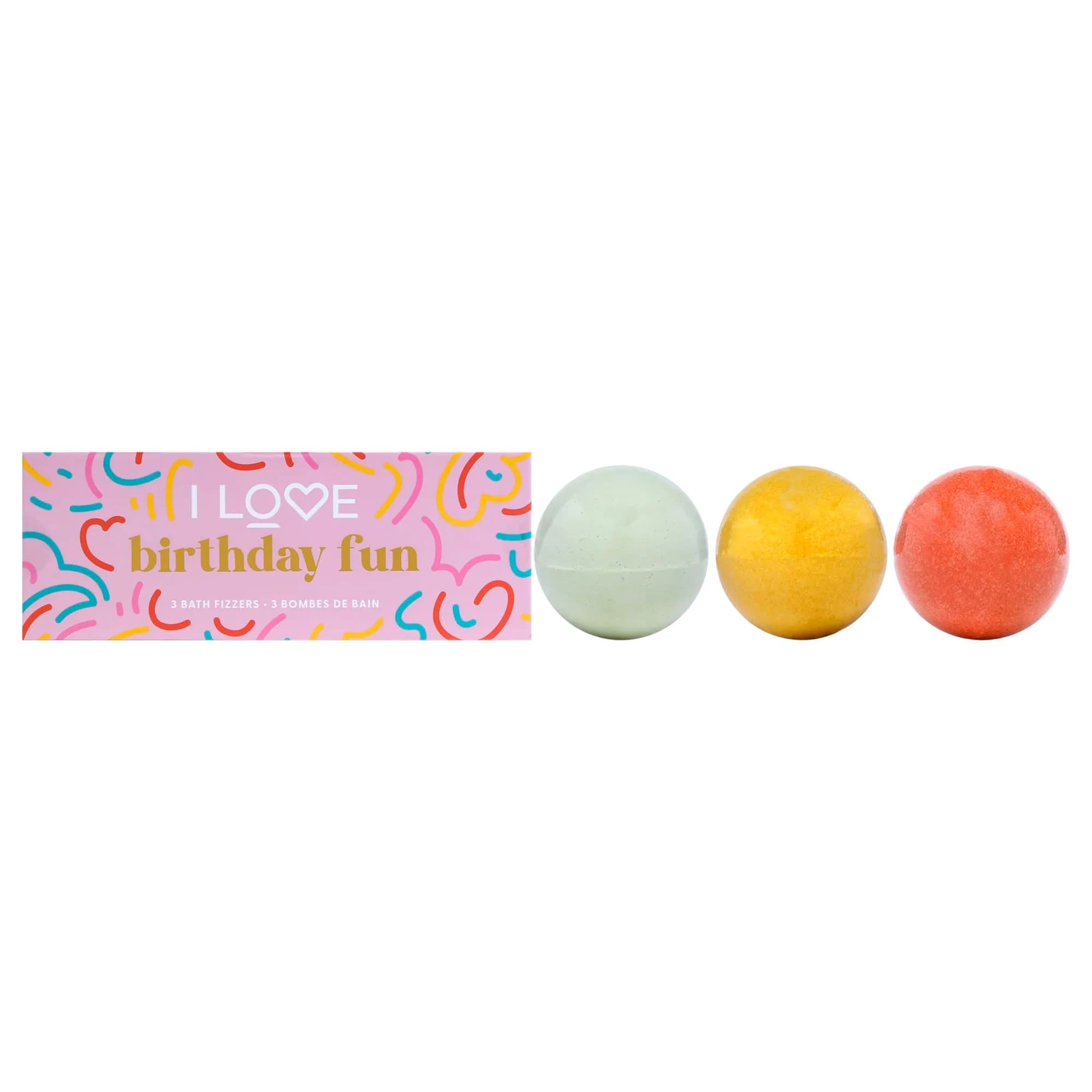 I LOVE Special Moments Birthday Fun Bath Fizzer Pack - Shea Butter Bath Bombs Set - 3 pc | Hydrating, Fragrant Spa Gift for Women — Multicolour