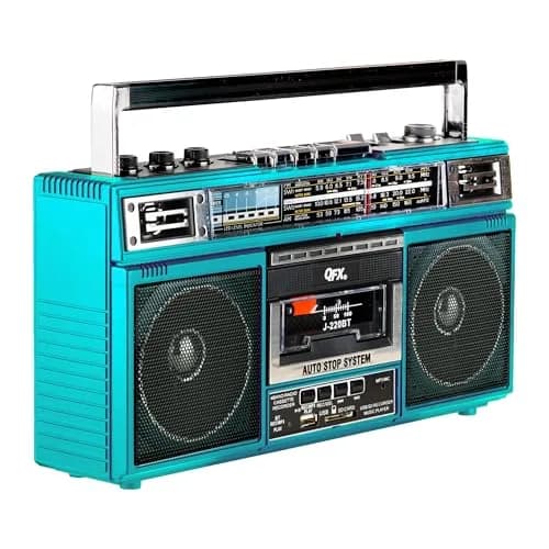 QFX Retro Bluetooth Boombox Cassette Tape Player Recorder J-220BT Aqua | Portable AM/FM/SW Radio & USB MP3 Player thumbnail 5