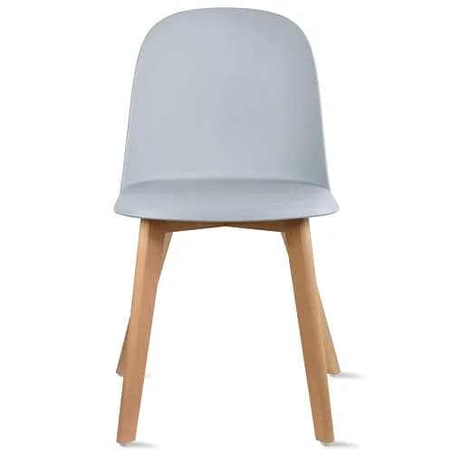 2xhome Modern Armless Dining Chair Plastic Shell Seat with Wooden Legs | Indoor or Outdoor Use | Home Kitchen Patio, Gray, Single thumbnail 3