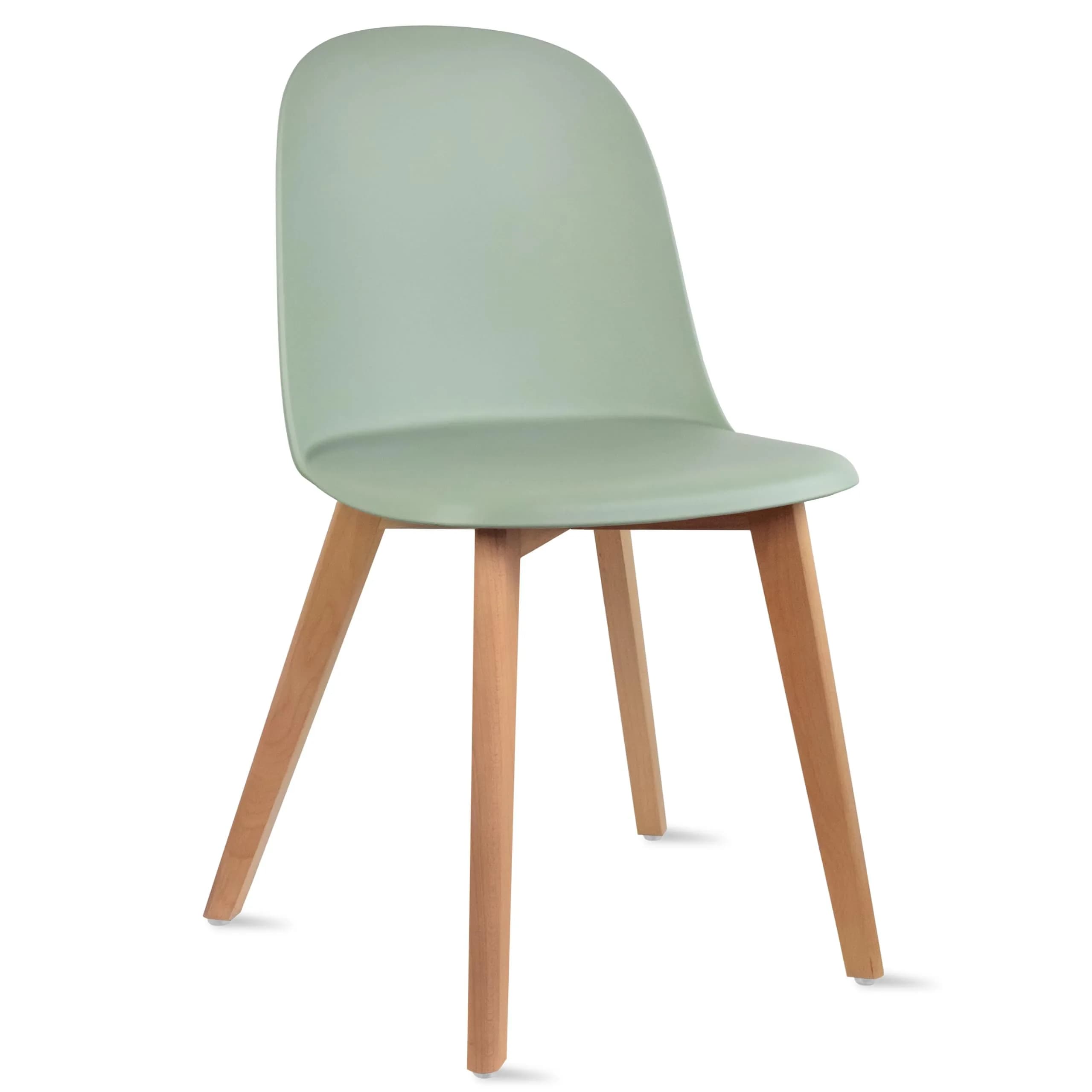 2xhome Modern Armless Dining Chair Plastic Shell Seat with Wooden Legs | Indoor or Outdoor Use | Home Kitchen Patio, Green