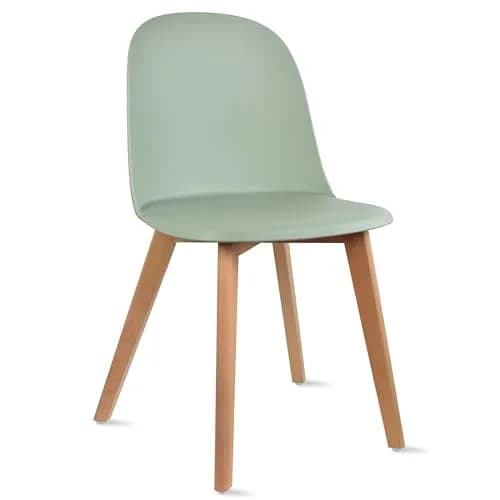 2xhome Modern Armless Dining Chair Plastic Shell Seat with Wooden Legs | Indoor or Outdoor Use | Home Kitchen Patio, Green thumbnail 1
