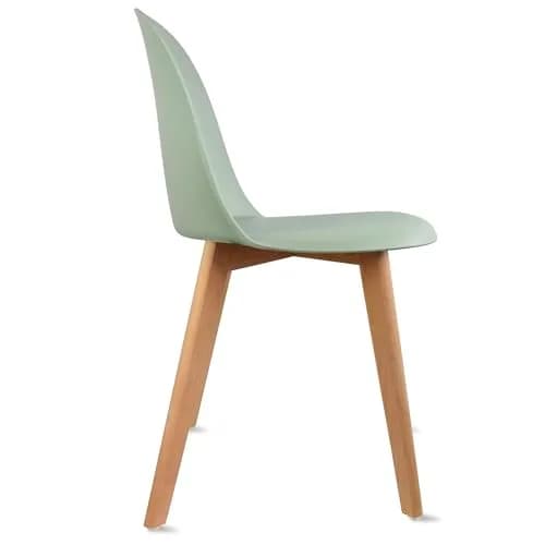 2xhome Modern Armless Dining Chair Plastic Shell Seat with Wooden Legs | Indoor or Outdoor Use | Home Kitchen Patio, Green thumbnail 4