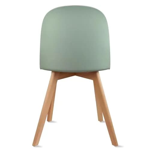 2xhome Modern Armless Dining Chair Plastic Shell Seat with Wooden Legs | Indoor or Outdoor Use | Home Kitchen Patio, Green thumbnail 5