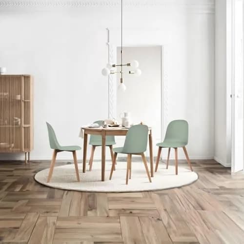 2xhome Modern Armless Dining Chair Plastic Shell Seat with Wooden Legs | Indoor or Outdoor Use | Home Kitchen Patio, Green thumbnail 8
