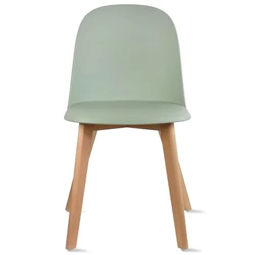 2xhome Modern Armless Dining Chair Plastic Shell Seat with Wooden Legs | Indoor or Outdoor Use | Home Kitchen Patio, Green thumbnail 3
