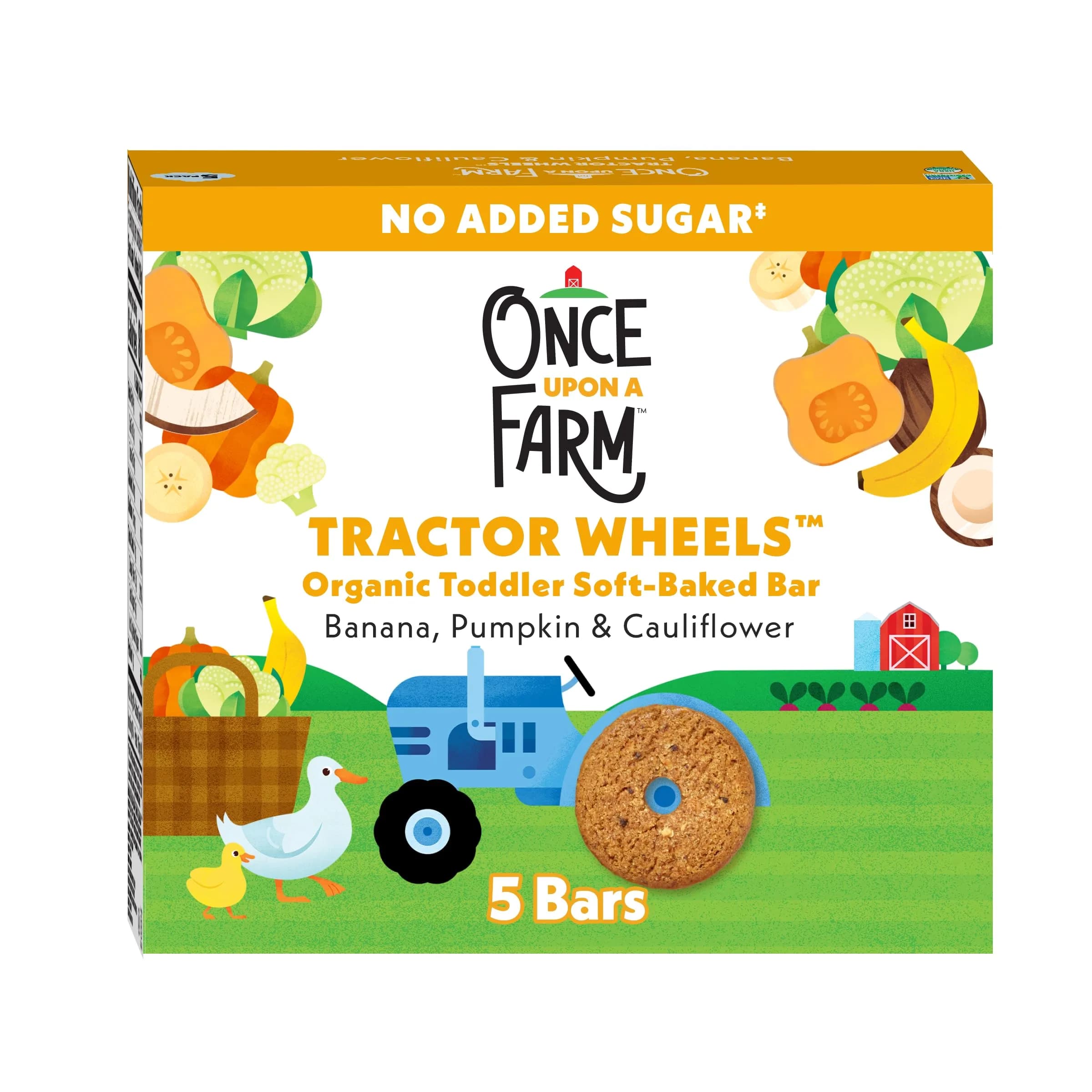 Once Upon a Farm Tractor Wheel Bar, Banana, Pumpkin & Cauliflower | Organic Baby Snack 3.35 OZ — 3.35 OZ