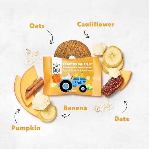 Once Upon a Farm Tractor Wheel Bar, Banana, Pumpkin & Cauliflower | Organic Baby Snack 3.35 OZ thumbnail 3
