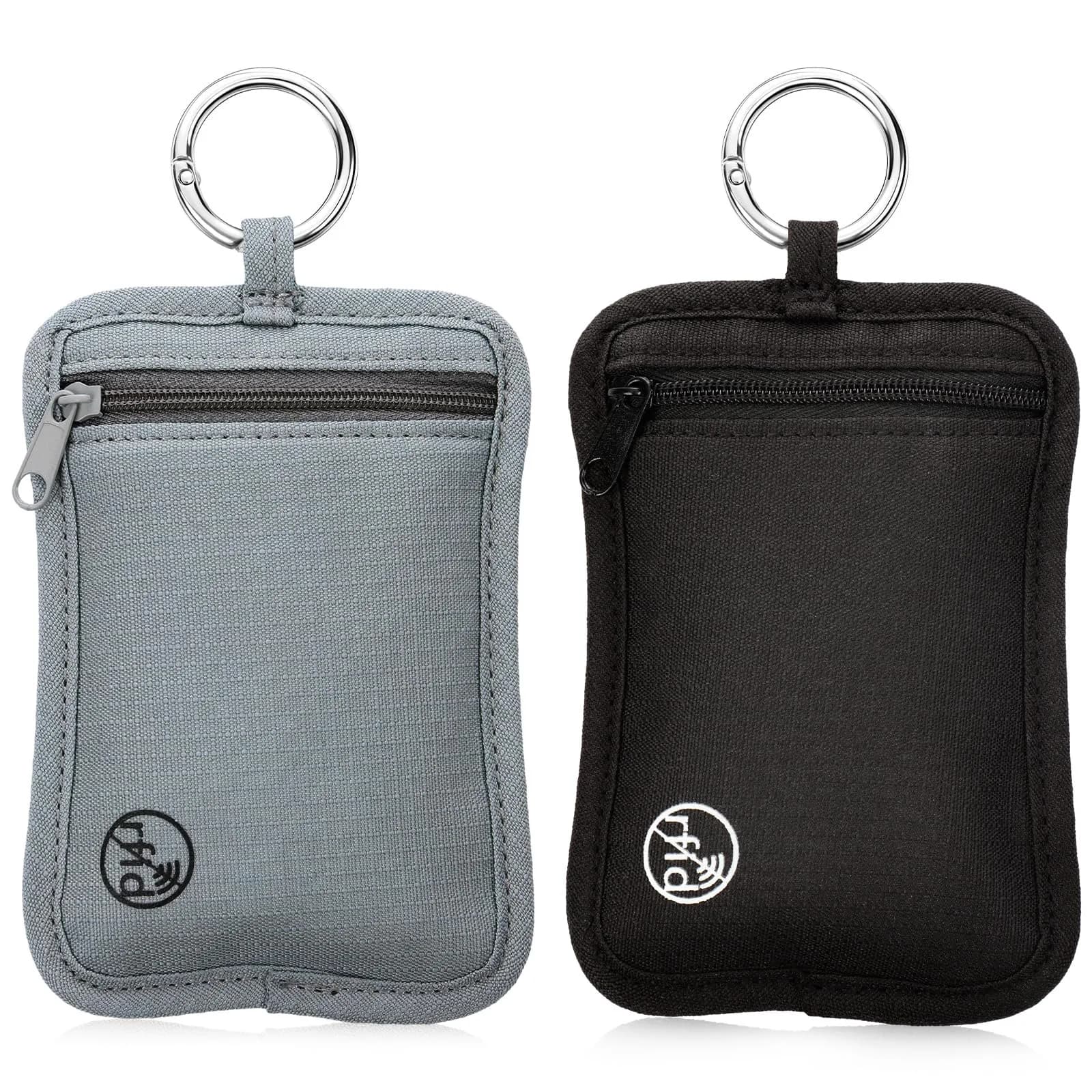 Paterr RFID Protected Stash Pouch Clip-On Anti-Theft Belt Wallet 13 cm (5.12 inches) 2-Pack | Secure Travel Money Organizer — black, gray