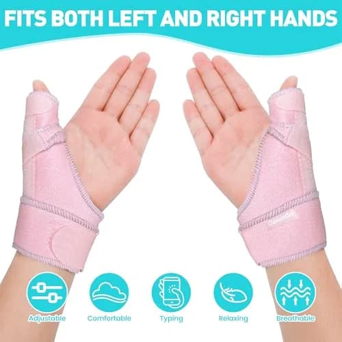 GenetGo Pink Trigger Thumb Splint Brace Stabilizer for Arthritis, Tendonitis, Sprains - Universal Fit (Right/Left Hand) thumbnail 4
