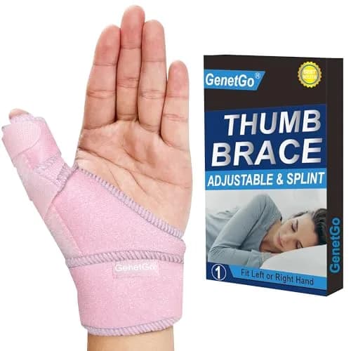 GenetGo Pink Trigger Thumb Splint Brace Stabilizer for Arthritis, Tendonitis, Sprains - Universal Fit (Right/Left Hand) thumbnail 1