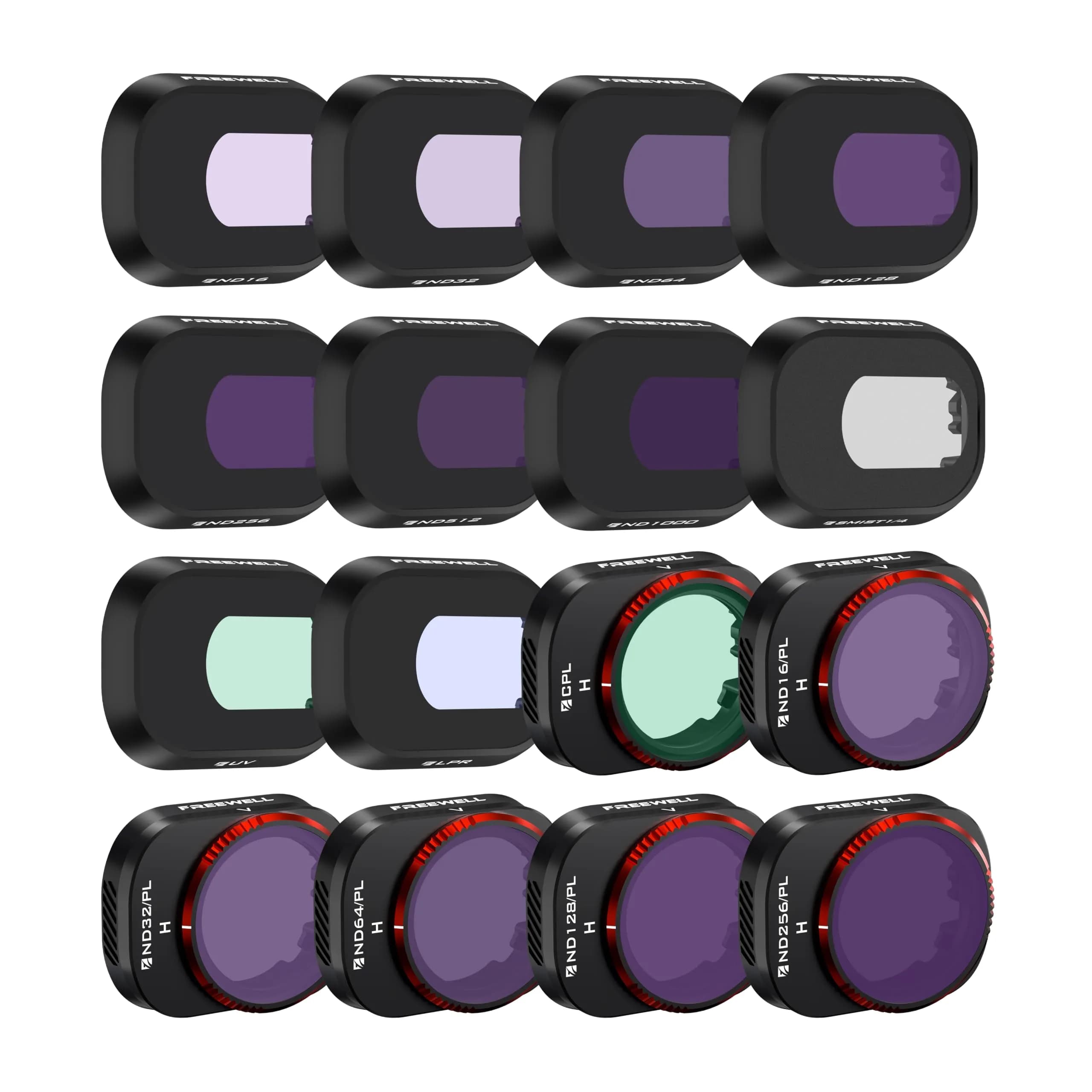 FREEWELL Mega 16-Pack Filter Set for DJI Mini 4 Pro | 16 Filters: ND, ND/PL, CPL, UV, Mist 1/4, LPR - main product image