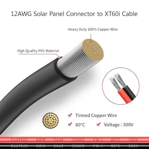 ELFCULB 10AWG Solar to XT60i Cable - 50FT Length | Connects Solar Panels to Power Stations thumbnail 4