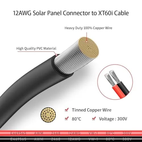 ELFCULB 12AWG Solar to XT60i Cable - 75FT (25m) | Connect Solar Panels to Power Stations thumbnail 4