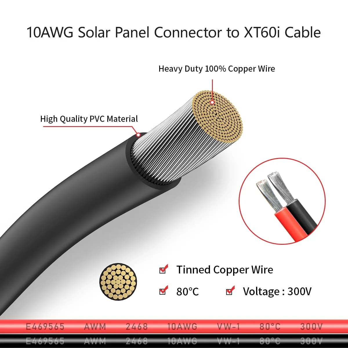 ELFCULB 10AWG Solar to XT60i Cable - 35FT | Connect Solar Panels to Power Stations - view 4