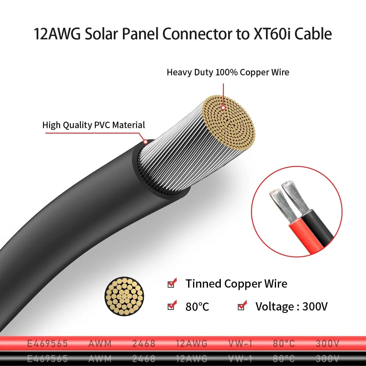 ELFCULB 12AWG Solar to XT60i Cable - 35FT Length | Connect Solar Panels to Power Stations - view 4