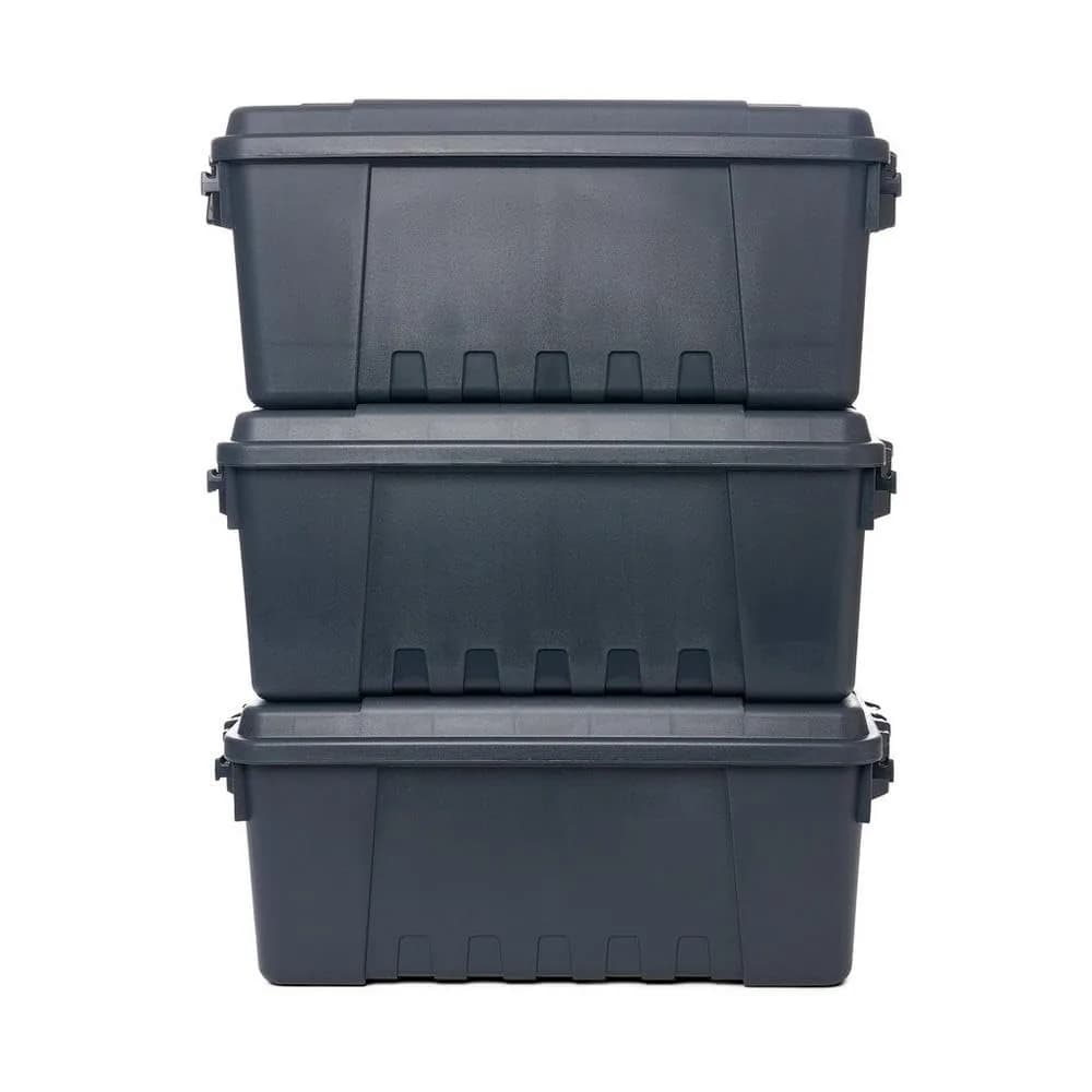 Plano Storage Trunks Medium - 3 Pack | Solid Charcoal Stackable Storage