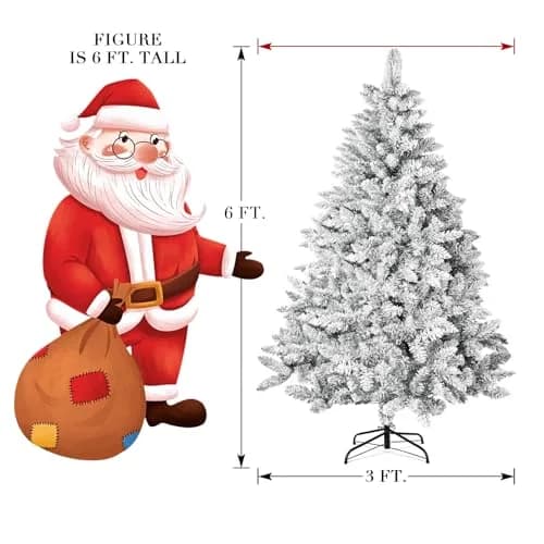 SUNCROWN 6ft Artificial Flocked Christmas Tree | Premium Frosted Snow, Indoor/Outdoor, Foldable Metal Stand, 1000 Tips thumbnail 8