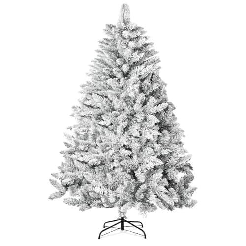 SUNCROWN 6ft Artificial Flocked Christmas Tree | Premium Frosted Snow, Indoor/Outdoor, Foldable Metal Stand, 1000 Tips thumbnail 9