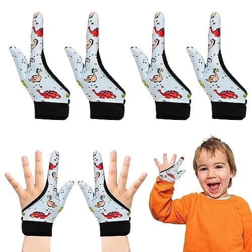 Yxmeiguo Thumb Sucking Guard Gloves for Kids Ages 5-12 | 2 Pairs, Colorful Dinosaur Pattern thumbnail 1