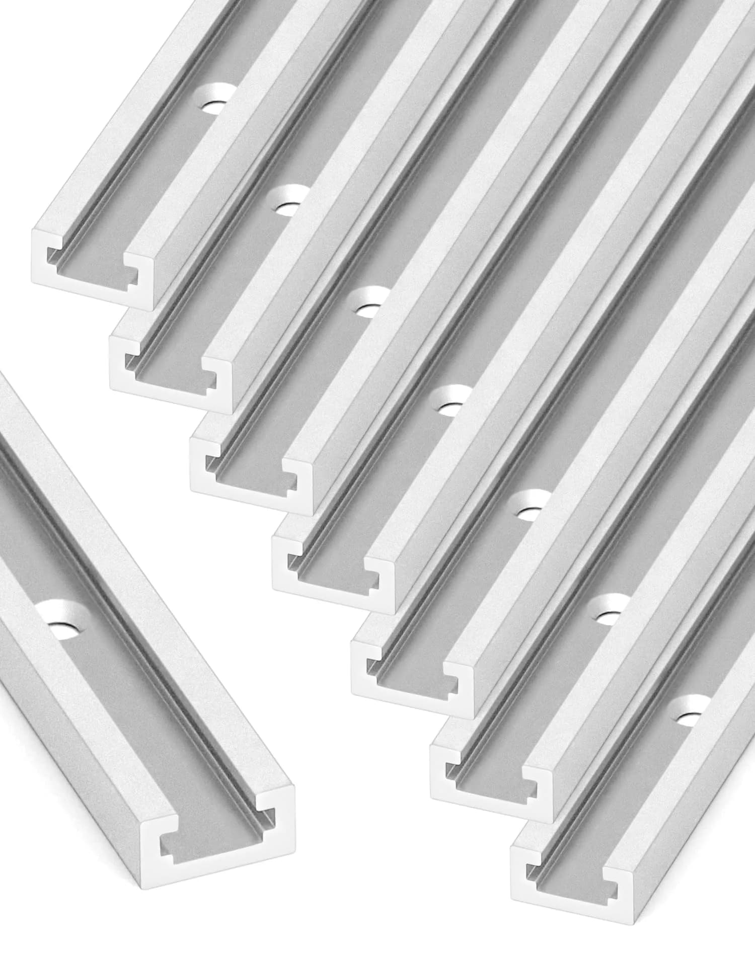 QWORK Aluminum T Track 48 Inch - 8 Pack | Universal Double Cut Profile for Woodworking Fixtures - view 4