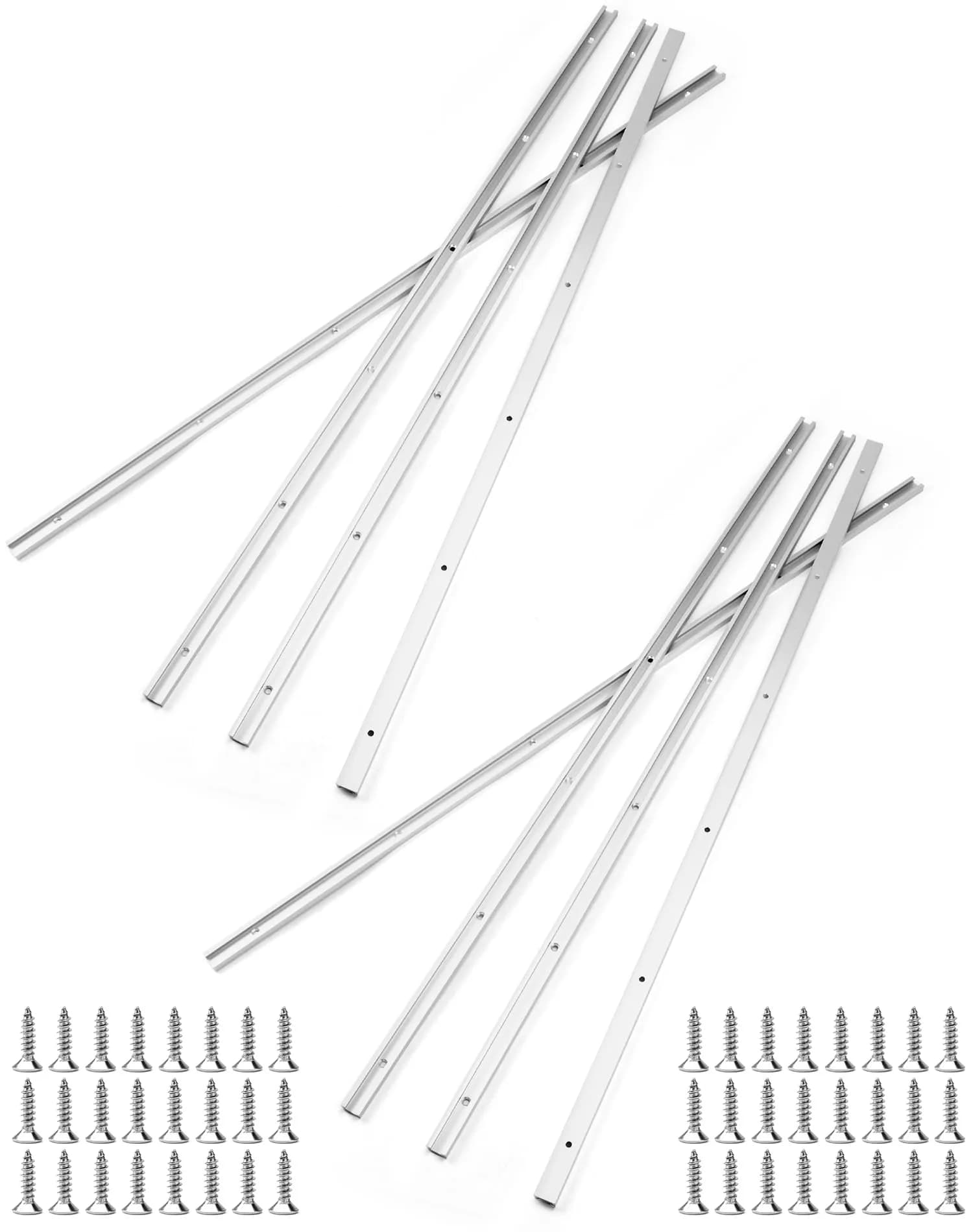 QWORK Aluminum T Track 48 Inch (121.9 cm) - 4 Pack | Universal Double Cut Profile for Woodworking Fixtures — 48inch
