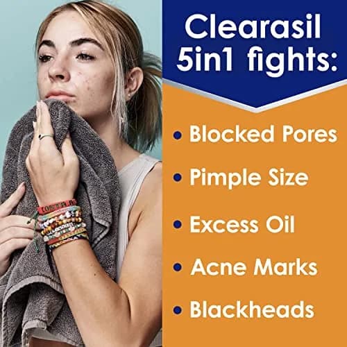 Clearasil Stubborn Acne Control 5in1 Daily Facial Cleansing Pads with Salicylic Acid 180 Count (Pack of 2) | Fights Pimple Size, Oil, and Marks thumbnail 2