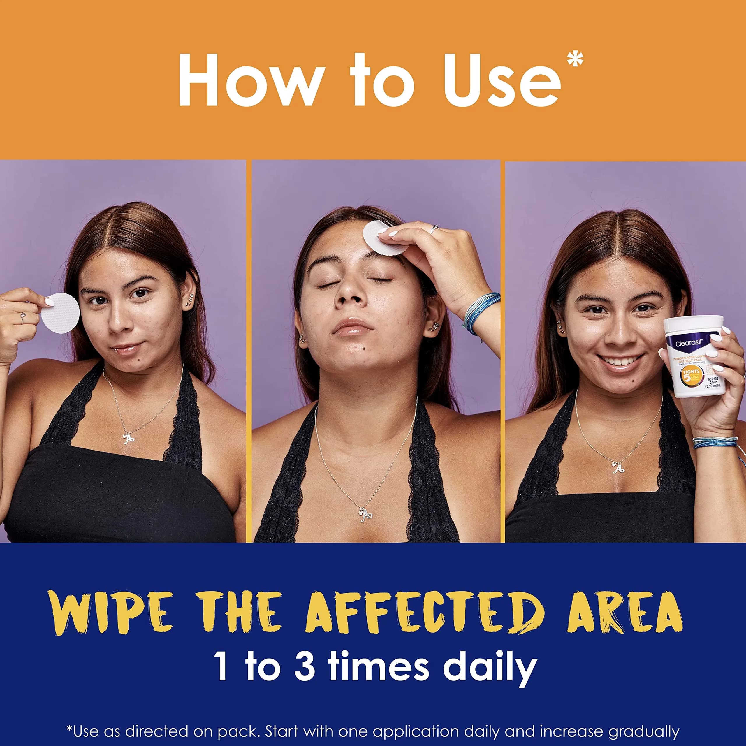 Clearasil Stubborn Acne Control 5in1 Daily Facial Cleansing Pads - 90 Count (Pack of 2) - view 4