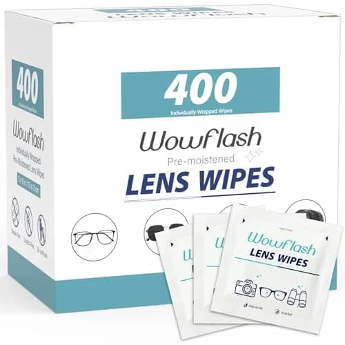Wowflash Pre-Moistened Lens Wipes for Eyeglasses, 400 Count | Ammonia-Free, Streak-Free Cleaning thumbnail 1
