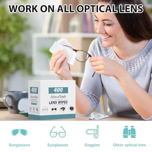 Wowflash Pre-Moistened Lens Wipes for Eyeglasses, 400 Count | Ammonia-Free, Streak-Free Cleaning thumbnail 2