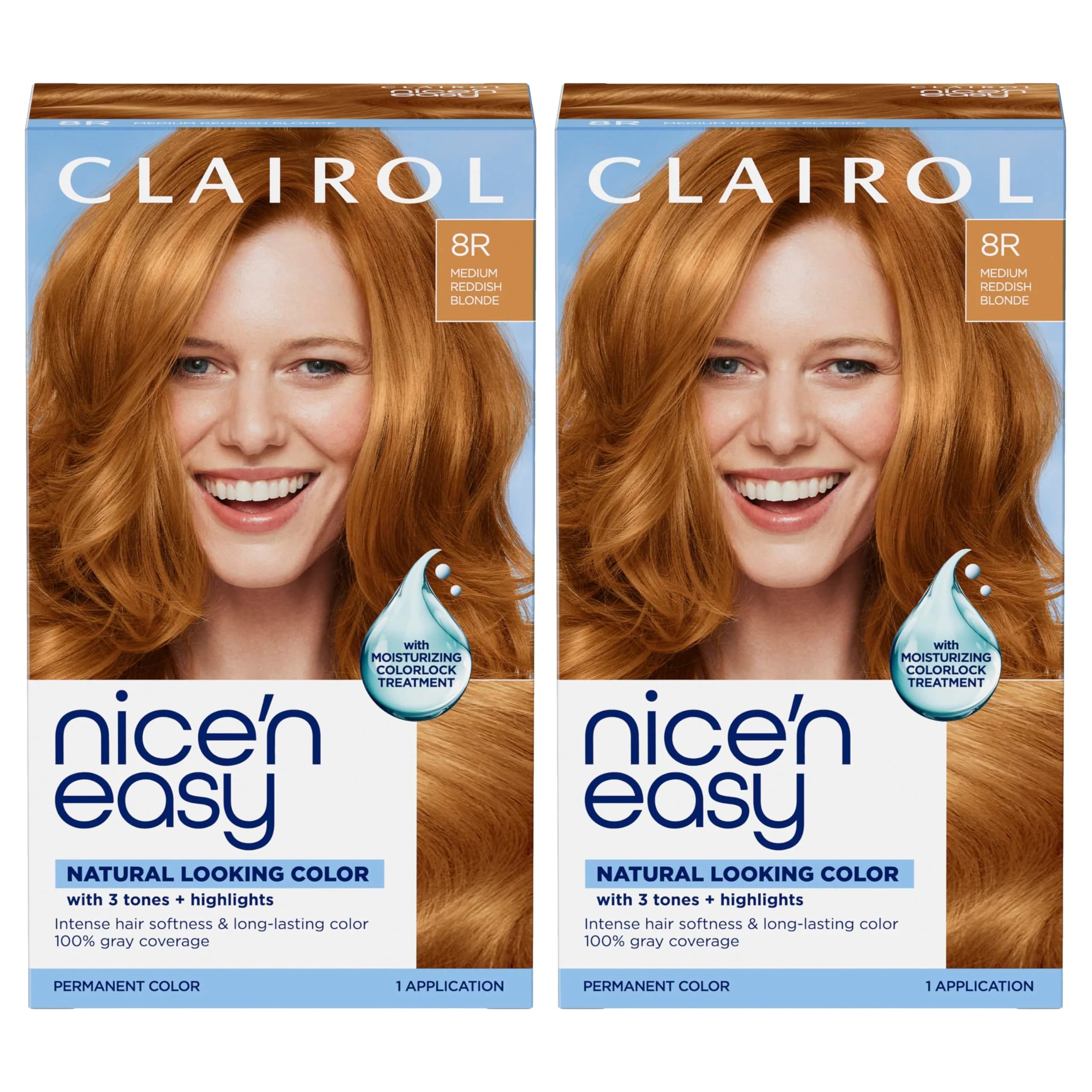 Clairol Nice'n Easy Permanent Hair Dye 8R Medium Reddish Blonde, Pack of 2 | 6.26 Fl Oz - main product image