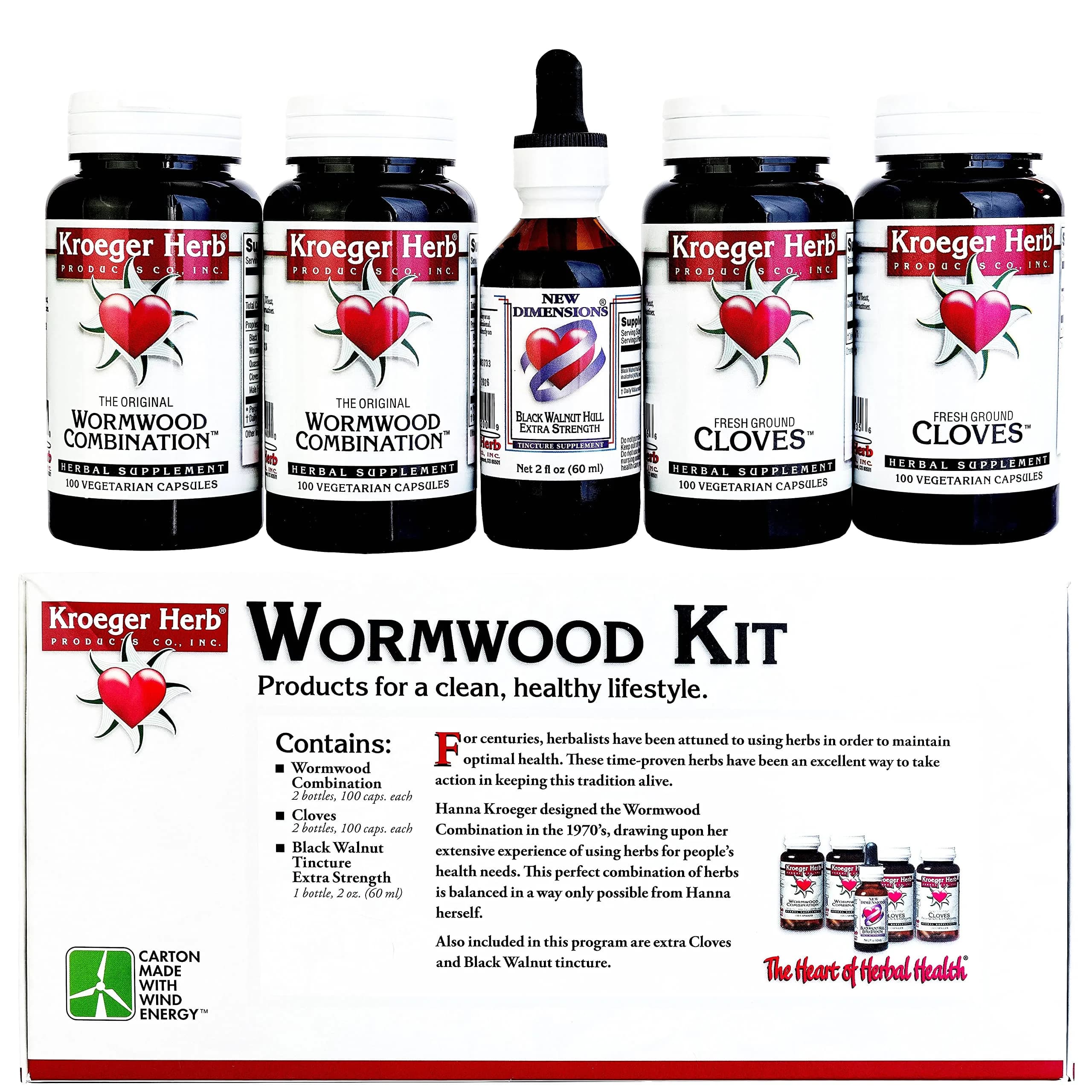 Kroeger Herb Products Wormwood Detox Cleanse Capsules - Pack of 2 (100 Capsules Each) - view 4