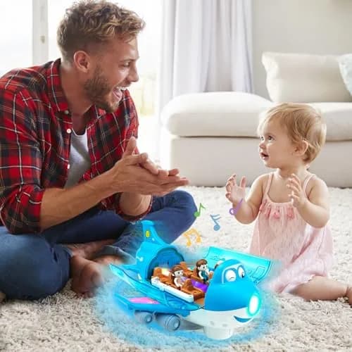 Ynybusi Electric Airplane Toy with Lights & Sounds for Kids 3+ Years, 10-inch Blue | Bump and Go Action thumbnail 5