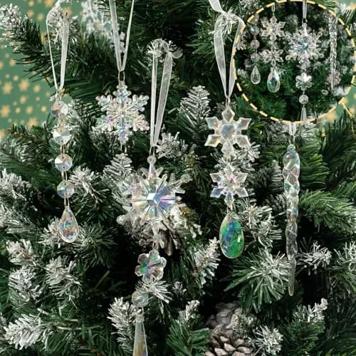GuassLee Iridescent Acrylic Snowflake Ornaments for Christmas Tree Winter Wonderland Decorations (18 pcs) thumbnail 7