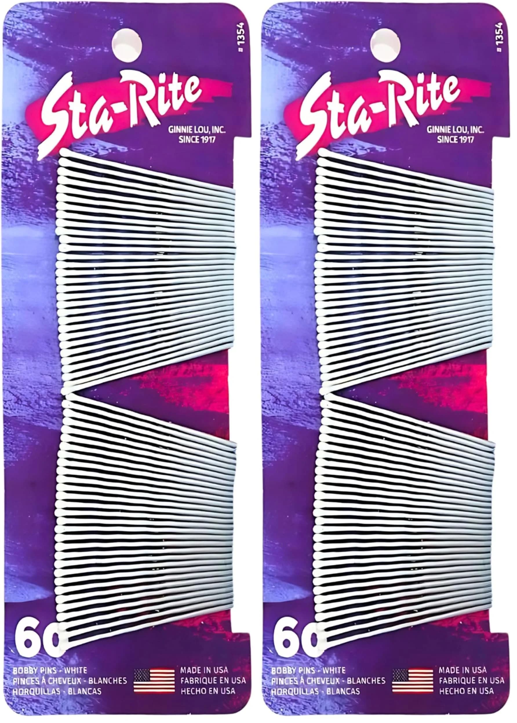 Sta-Rite White Bobby Pins - 120 Count (Pack of 2) | Secure Hold for All Hair Types - main product image