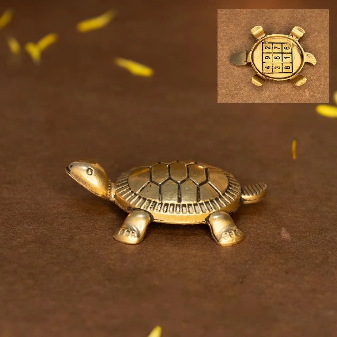 Ekhasa Brass Feng Shui Tortoise Figurine 6.5cm (2.56in) | Vastu & Feng Shui for Good Luck, Wealth, Wisdom - main product image