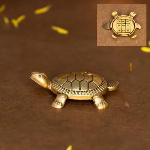 Ekhasa Brass Feng Shui Tortoise Figurine 6.5cm (2.56in) | Vastu & Feng Shui for Good Luck, Wealth, Wisdom thumbnail 1