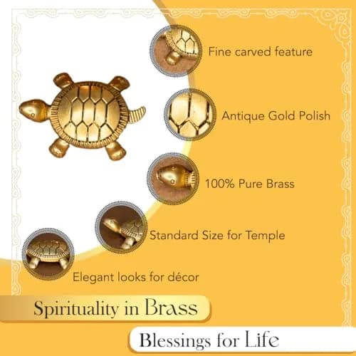 Ekhasa Brass Feng Shui Tortoise Figurine 6.5cm (2.56in) | Vastu & Feng Shui for Good Luck, Wealth, Wisdom thumbnail 3