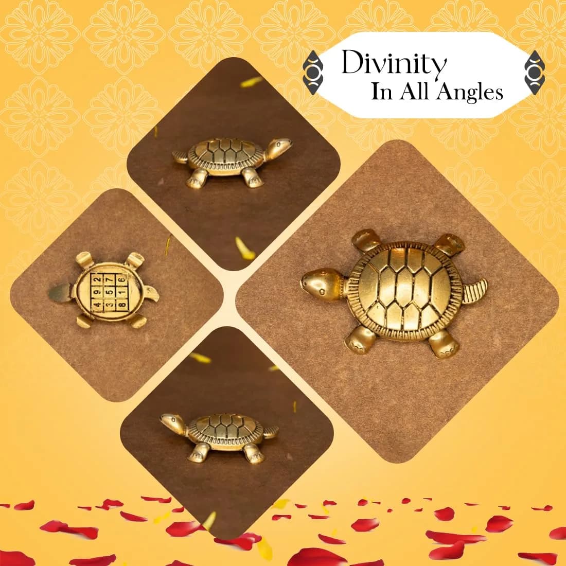 Ekhasa Brass Feng Shui Tortoise Figurine 6.5cm (2.56in) | Vastu & Feng Shui for Good Luck, Wealth, Wisdom - view 4
