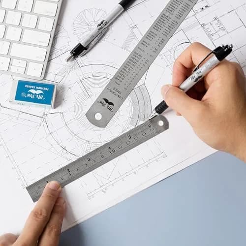 Mr. Pen- Metal Straight Edge Ruler, 2 Pack, 6" and 12" | Durable Stainless Steel, Precise Measurements thumbnail 5