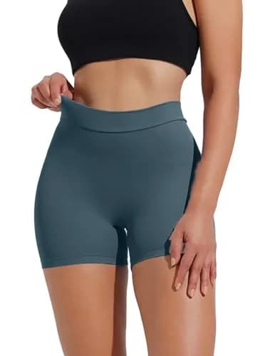 YWBIN Womens High Waisted Yoga Shorts | Butt Lifting, Navy Blue, 3.5-inch Inner Seam thumbnail 2