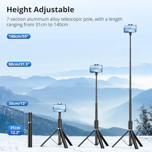 SYNCWIRE Selfie Stick Tripod 55" Aluminum Travel Phone Tripod with Remote for iPhone 17/16/15/14/13/12 Series and More Smartphones thumbnail 4