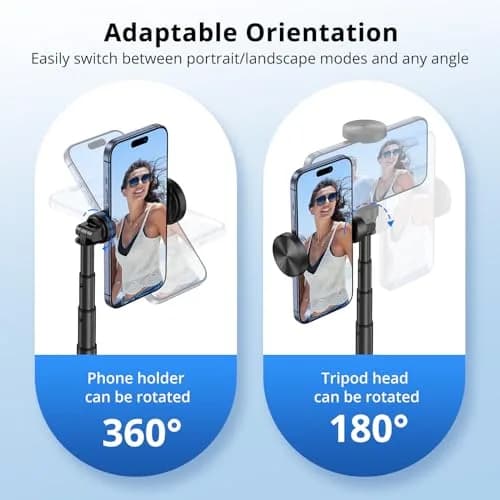 SYNCWIRE Selfie Stick Tripod 55" Aluminum Travel Phone Tripod with Remote for iPhone 17/16/15/14/13/12 Series and More Smartphones thumbnail 7